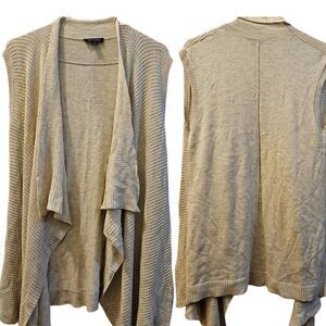 H By Halston Cream Knit long Open Cardigan Vest Size Medium
